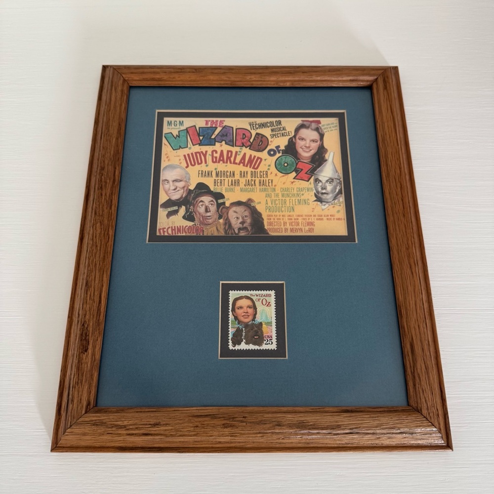 Rare Vintage Wizard of Oz Framed Movie Poster Print with Stamp - Double Matted